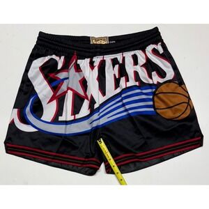Mitchell Ness NBA Big Face 3.0 Philadelphia 76ers Basketball Shorts Womens L New